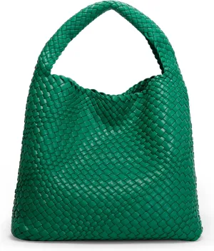 Queenoris Fashion Woven Purse for Women Top-handle Shoulder Bag Soft Summer Hobo Tote Bag