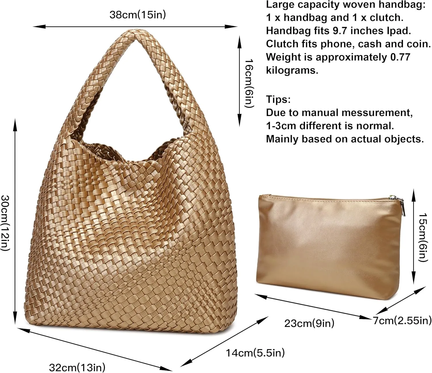Queenoris Fashion Woven Purse for Women Top-handle Shoulder Bag Soft Summer Hobo Tote Bag