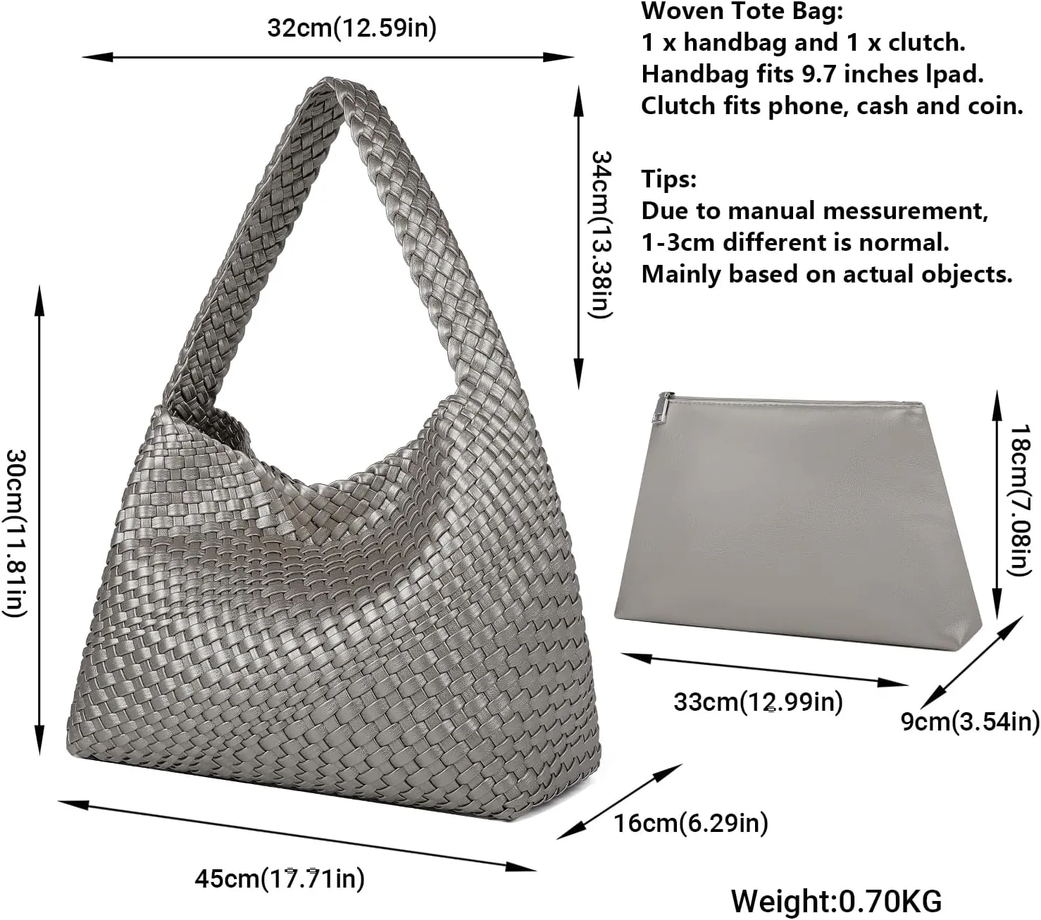 Queenoris Fashion Woven Purse for Women Top-handle Shoulder Bag Soft Summer Hobo Tote Bag