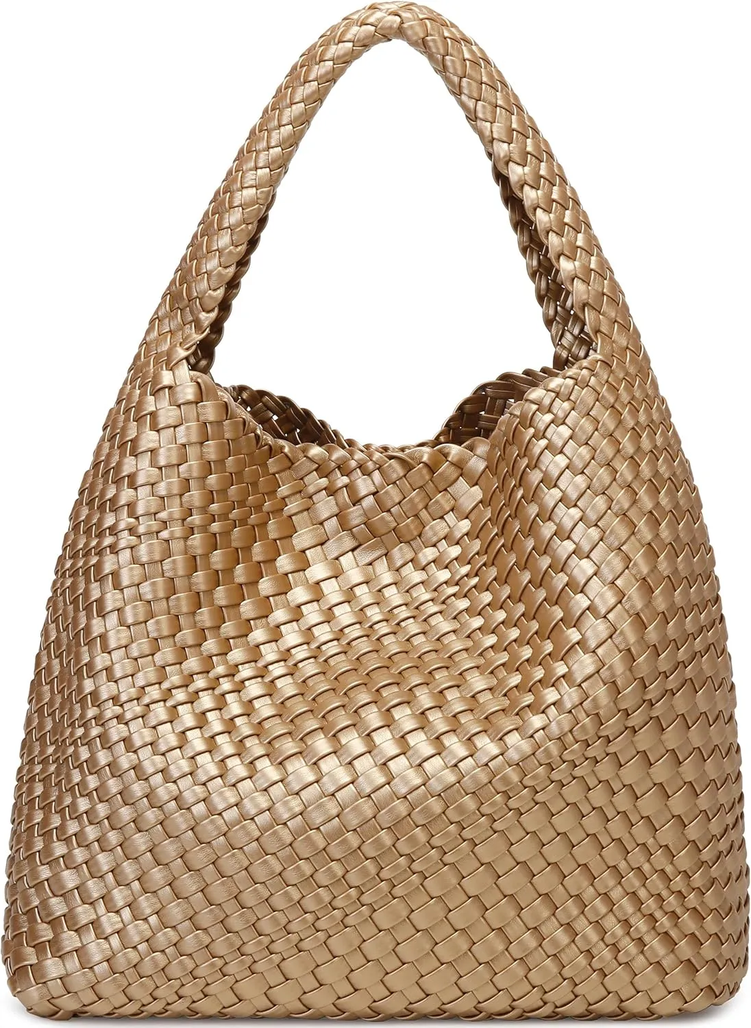 Queenoris Fashion Woven Purse for Women Top-handle Shoulder Bag Soft Summer Hobo Tote Bag