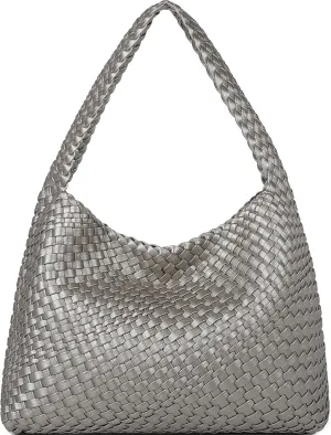 Queenoris Fashion Woven Purse for Women Top-handle Shoulder Bag Soft Summer Hobo Tote Bag