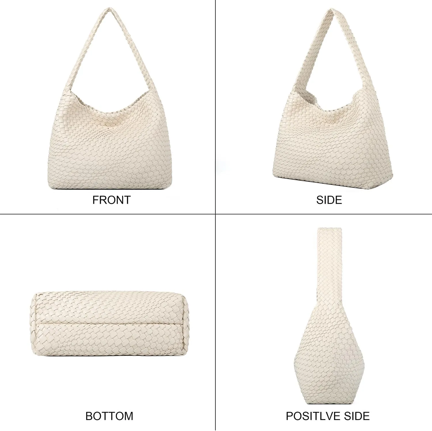 Queenoris Fashion Woven Purse for Women Top-handle Shoulder Bag Soft Summer Hobo Tote Bag