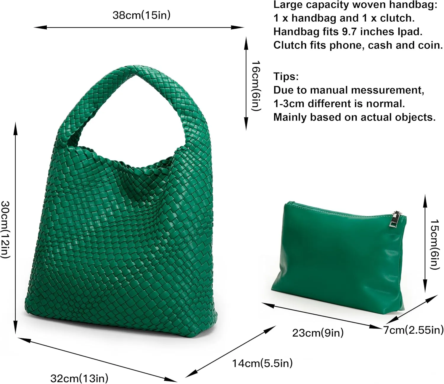 Queenoris Fashion Woven Purse for Women Top-handle Shoulder Bag Soft Summer Hobo Tote Bag