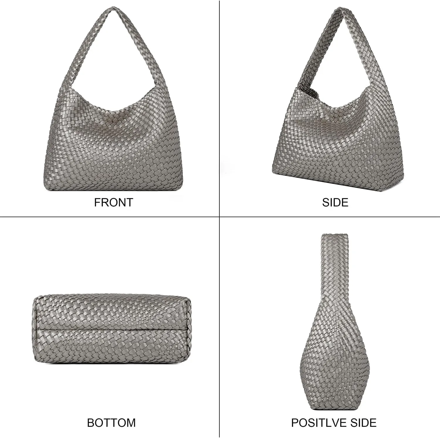 Queenoris Fashion Woven Purse for Women Top-handle Shoulder Bag Soft Summer Hobo Tote Bag