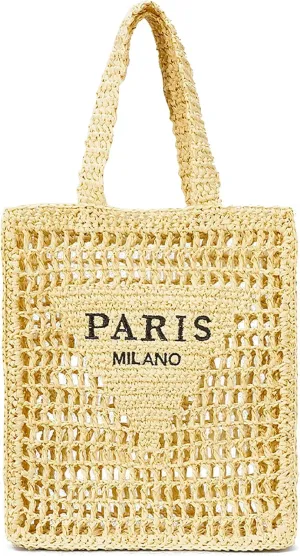 QZUnique Straw Beach Tote Bag for Women Summer Woven Shoulder Purse Handbag Large Handwoven Handbag Hobo for Vacation Travel