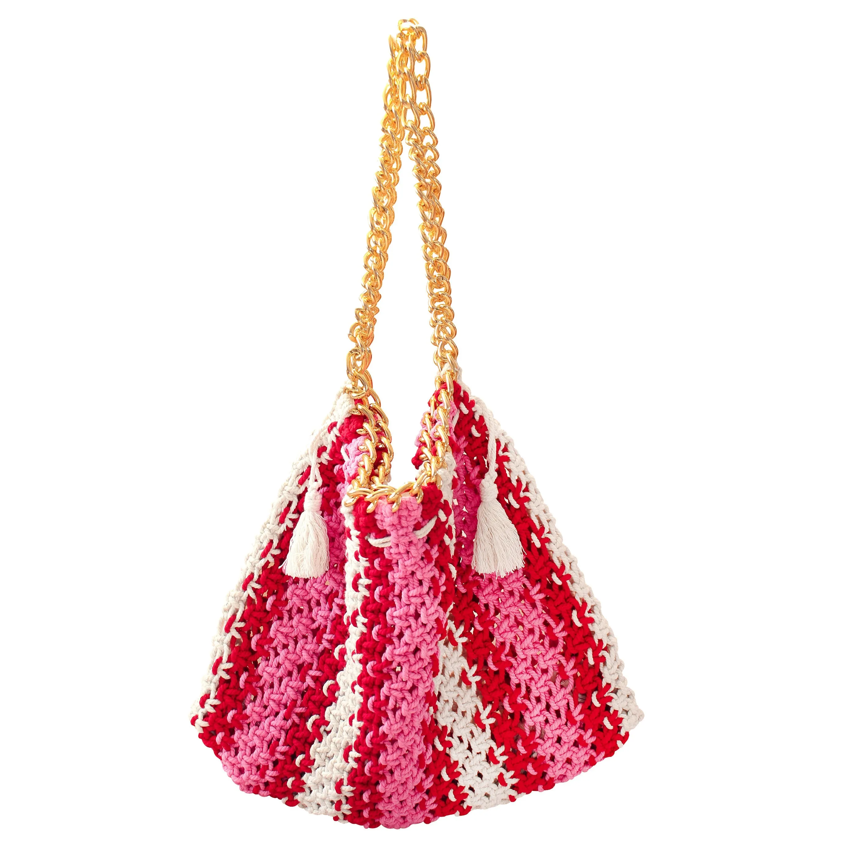 Red In Bag Beach Smart-powered & Superior COLETTE Pink Macrame