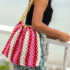Red In Bag Beach Smart-powered & Superior COLETTE Pink Macrame