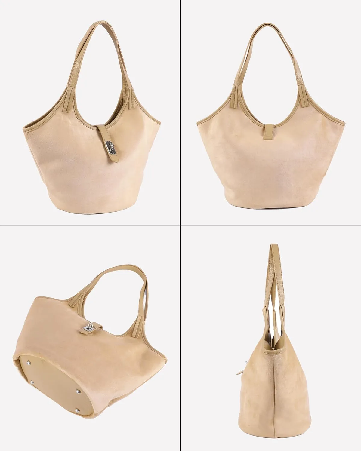 Rejolly Suede Bucket Tote Bags for Women Shoulder Bag Trendy Fall Purse Slouchy Handbag