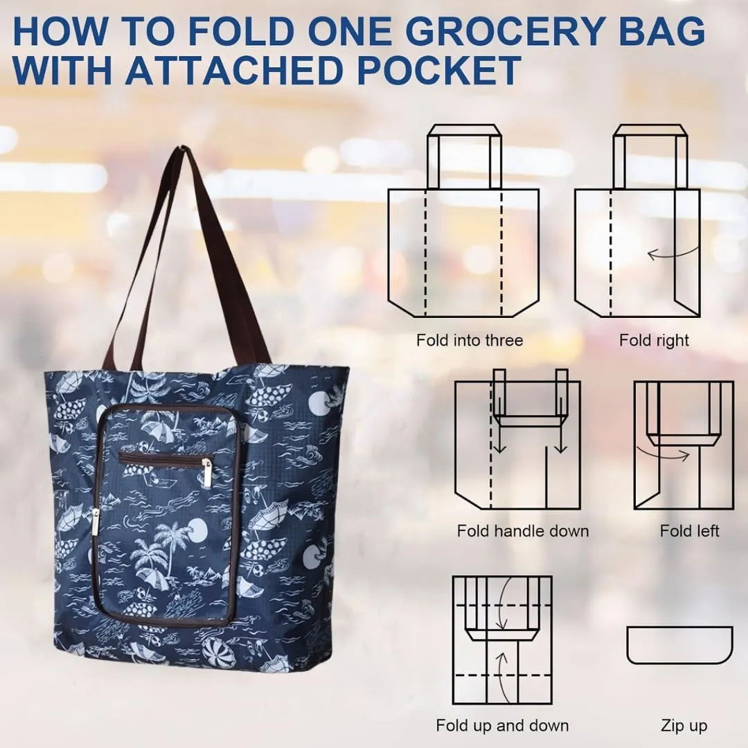 Reusable Shopping Bags Foldable Washable Waterproof Large Grocery Bags Heavy Duty Sturdy Daily Bags