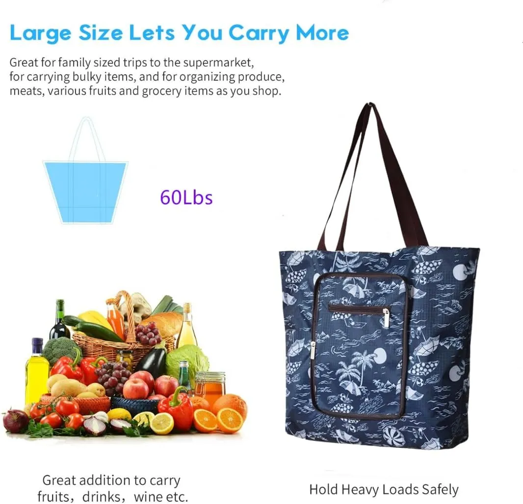 Reusable Shopping Bags Foldable Washable Waterproof Large Grocery Bags Heavy Duty Sturdy Daily Bags