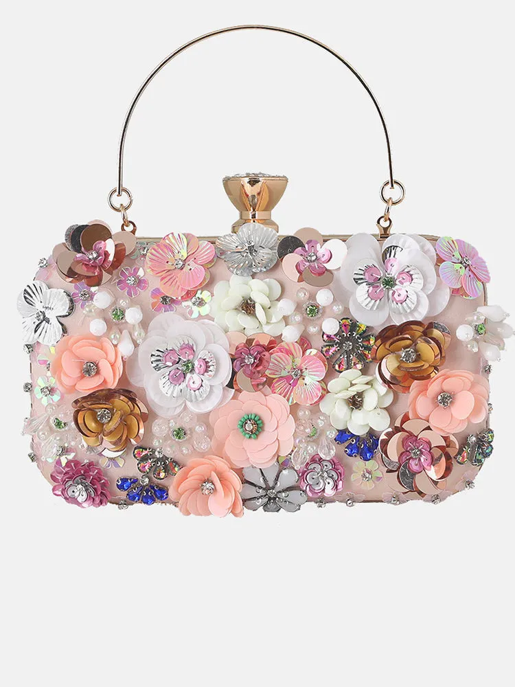 Rhinestones Pearl Floral Bag