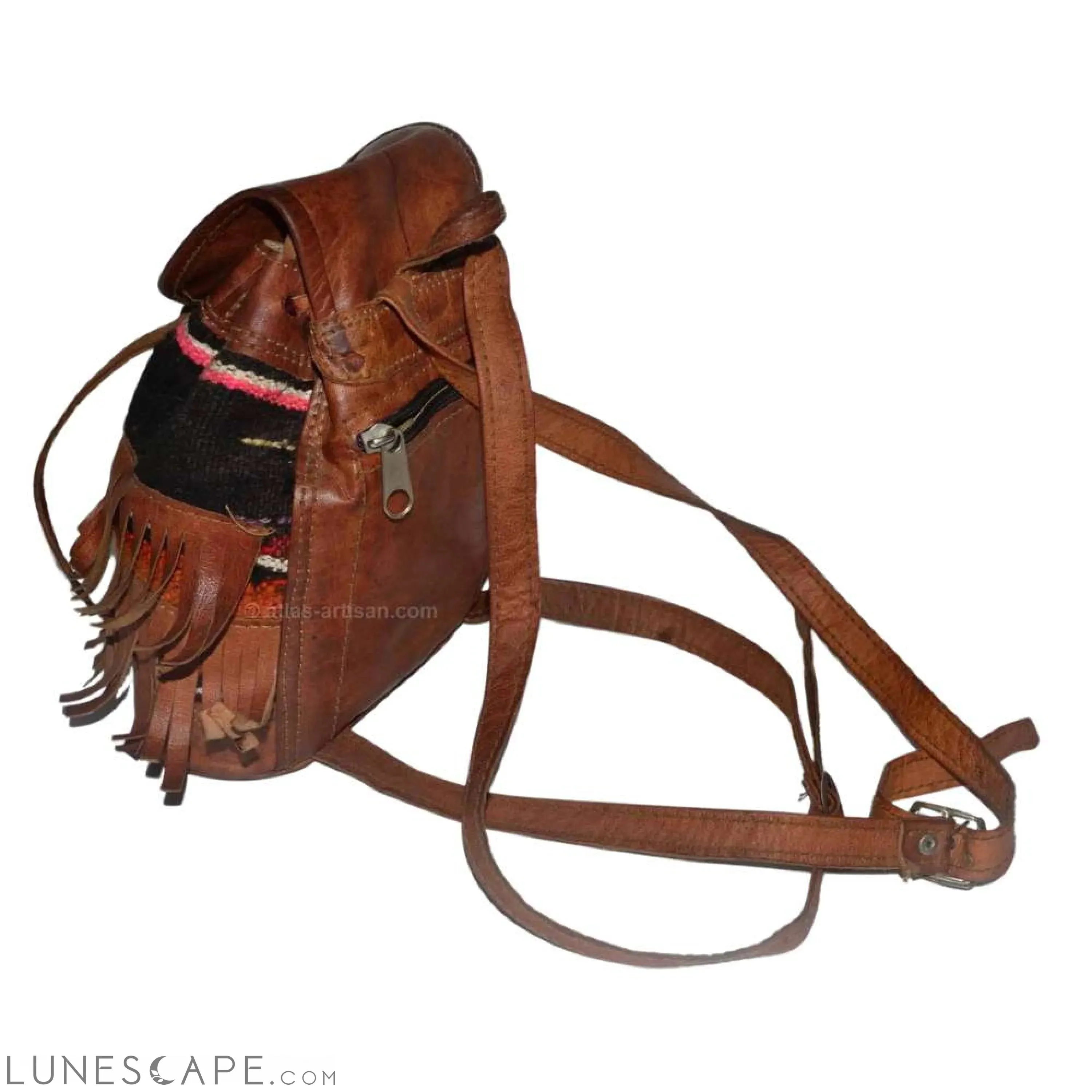 Sac à Dos Lan Hand-Tooled Fringed Leather Backpack
