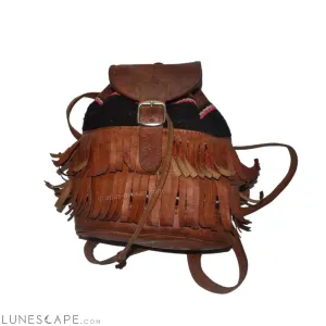 Sac à Dos Lan Hand-Tooled Fringed Leather Backpack