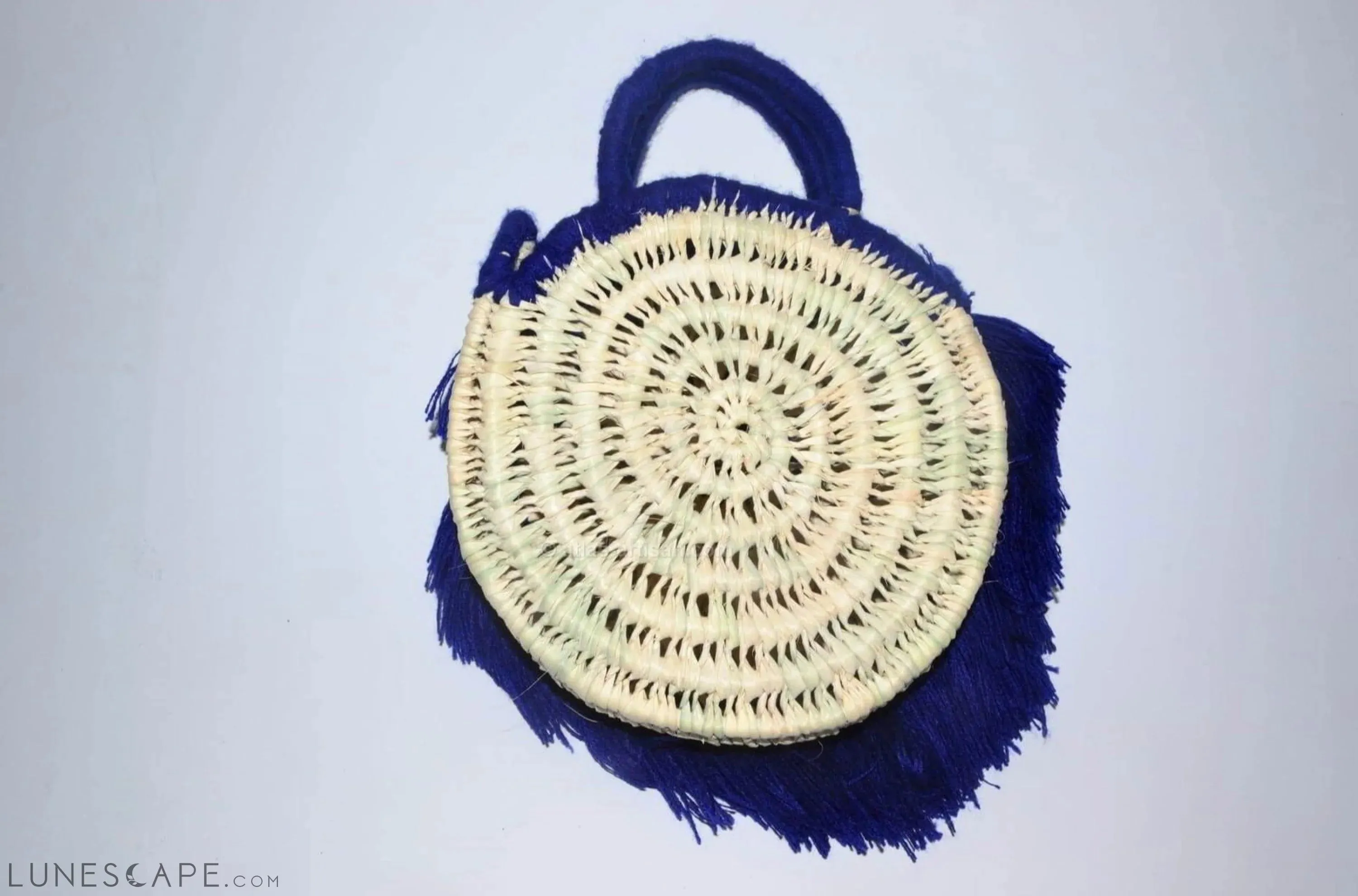 Sac à Main Chachiya Round Fringed Raffia Top-Handle Bag Handmade