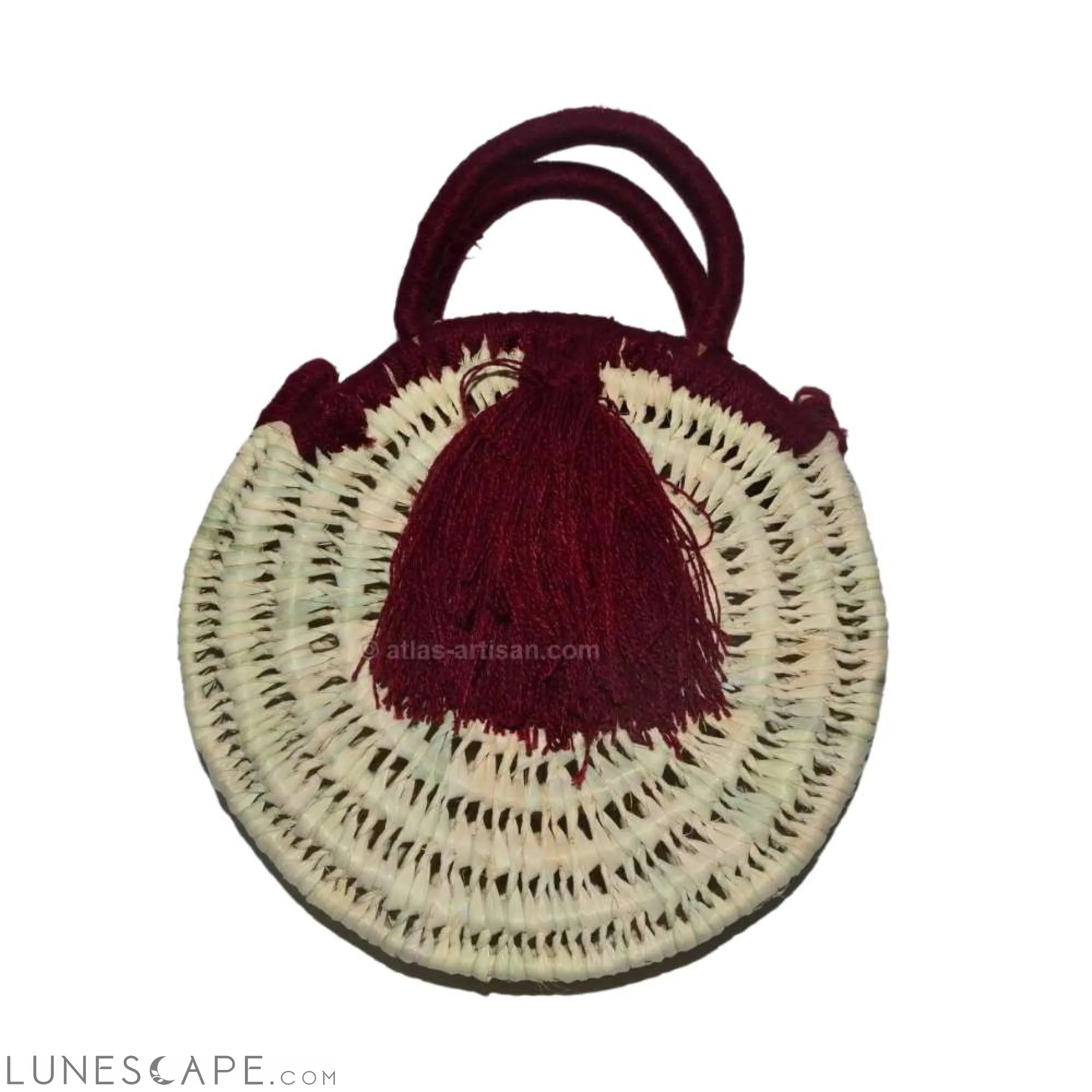Sac à Main Chachiya Round Fringed Raffia Top-Handle Bag Handmade