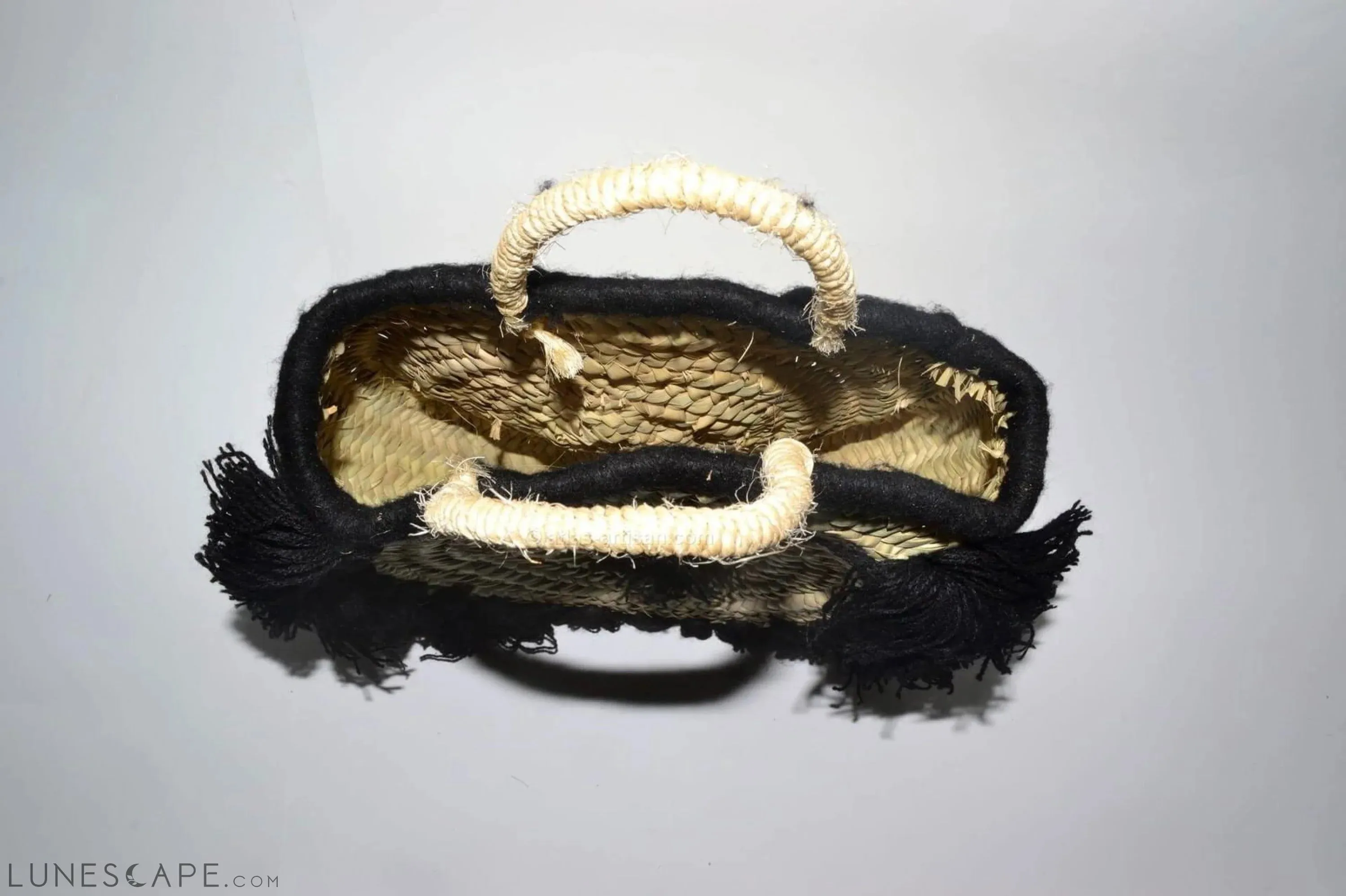 Sac à Main Chachiya Round Fringed Raffia Top-Handle Bag Handmade