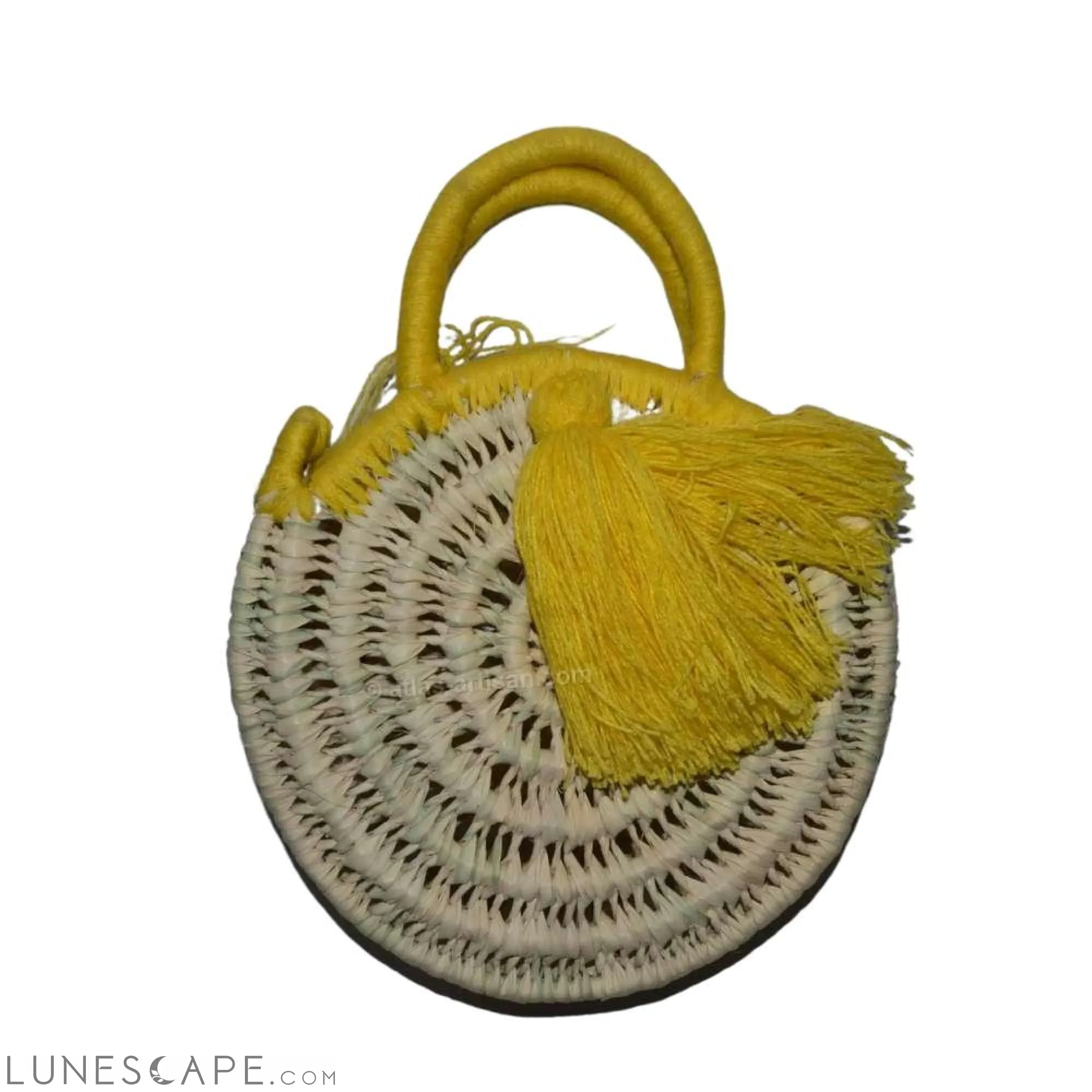 Sac à Main Chachiya Round Fringed Raffia Top-Handle Bag Handmade