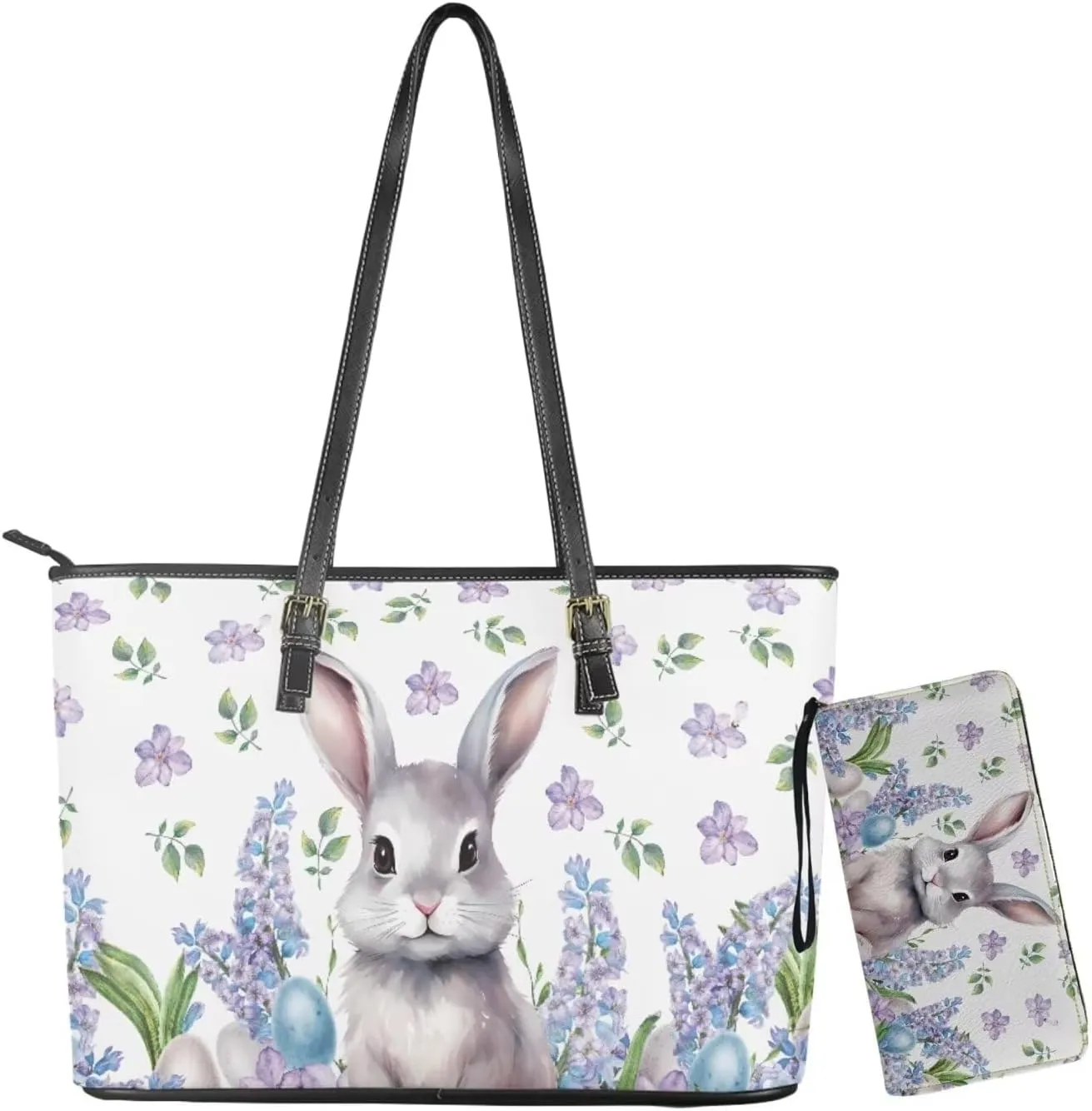 Saddle Purses for Women Easter Day Shoulder Bags Zipper Wallet 2 Pcs