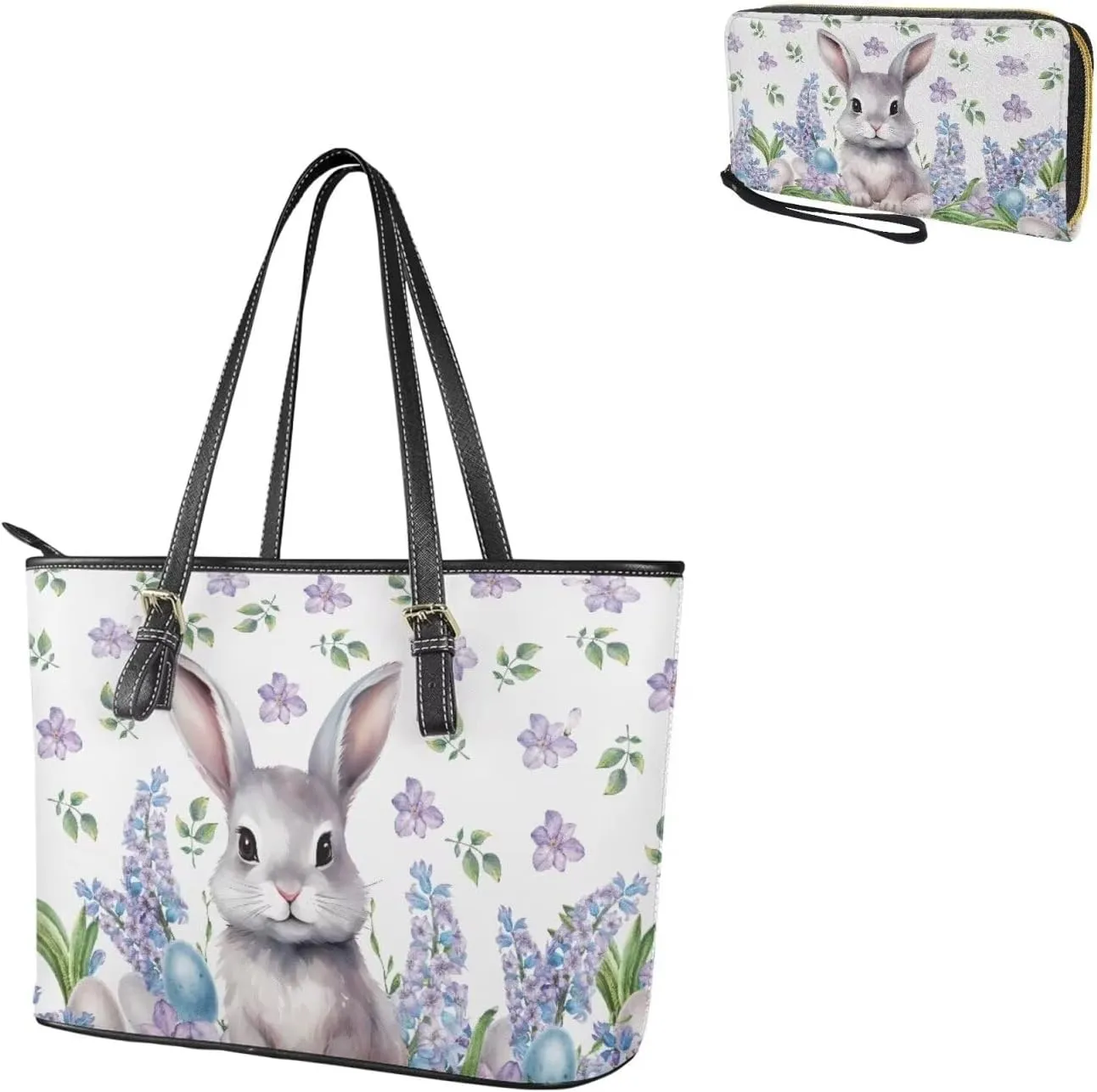 Saddle Purses for Women Easter Day Shoulder Bags Zipper Wallet 2 Pcs