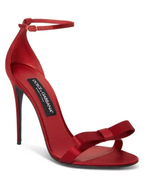 Satin Bow Sandal in Red