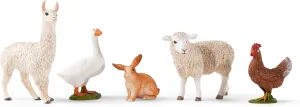 Schleich Farm World 5-Piece Farm Animal Toy Set Including Cute Llama, Rabbit, Sheep, Hen and Goose Animal Toys for Toddlers & Kids Ages 3 