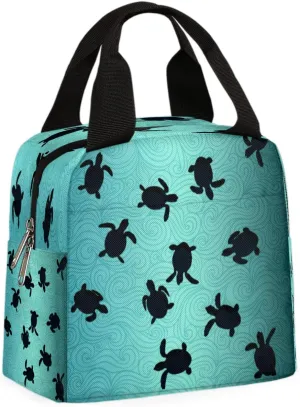 Sea Turtle Lunch Tote Bag Ornamental Turquoise Reusable Thermal Lunch Box Meal Prep Lunchbags Ladies Lunch bags for Work Insulated Small Cute Lunchbags