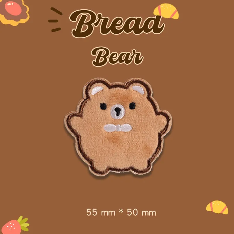 Self-Adhesive Plush Bread Bear Embroidered Patches 9 Pack