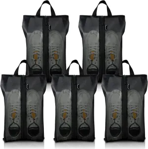 Shoe Bags for Travel, 5 Pack XX-Large Waterproof Shoe Bags for Women & Men, Translucent Design protable Shoe organizer bag for Packing with Sturdy Zipper(Black)…