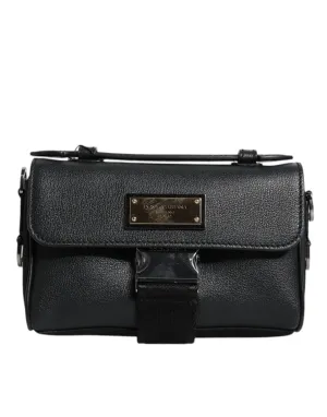 Shoulder Dolce Logo Gabbana Leather Black Bag Budget-friendly Large-scale promotion Buckled & Plaque Crossbody