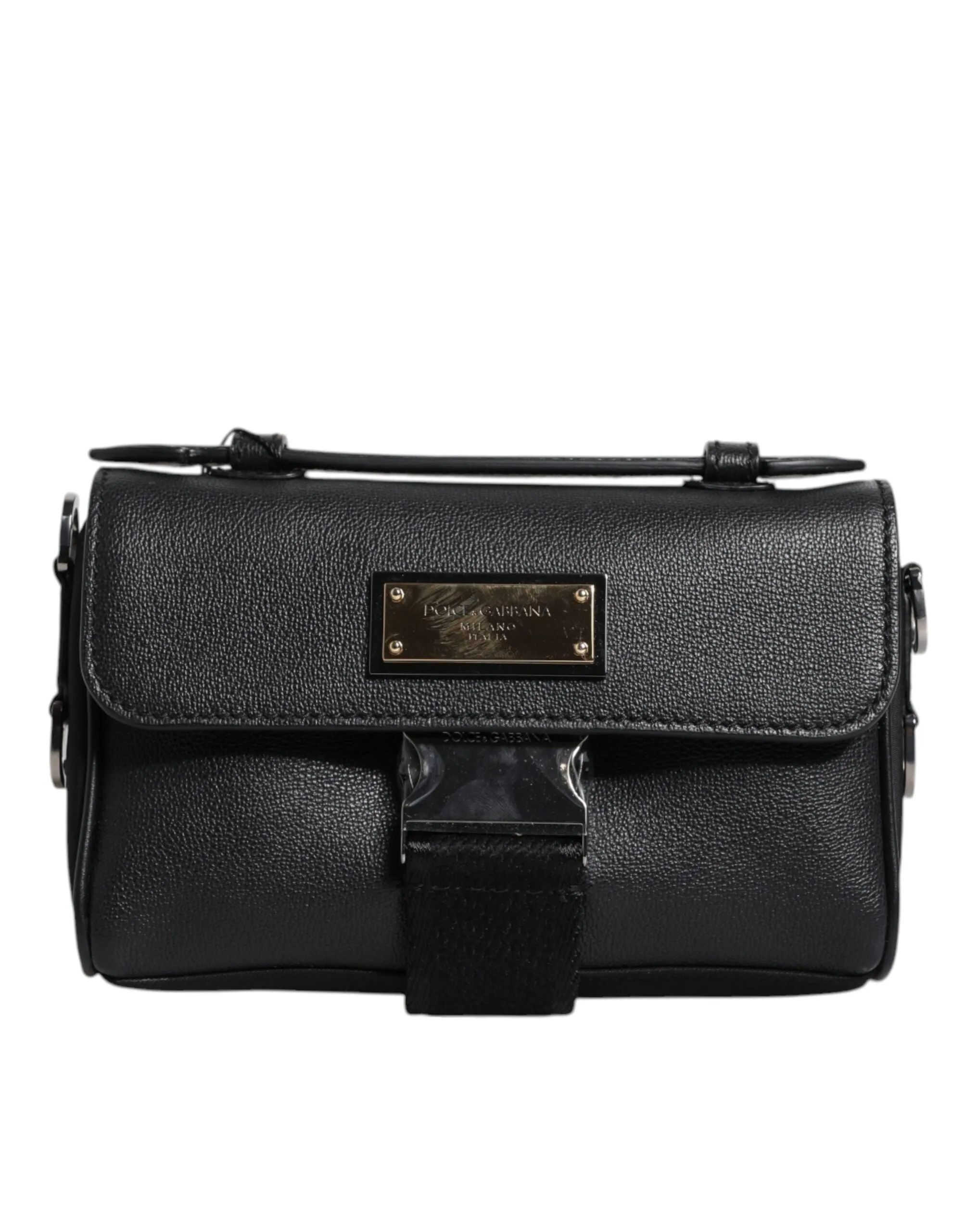 Shoulder Dolce Logo Gabbana Leather Black Bag Budget-friendly Large-scale promotion Buckled & Plaque Crossbody