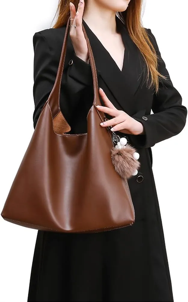 Slouchy Hobo Bags for Women Soft Vegan Leather Shoulder Handbag Large Slouchy Tote Purses for Work Travel