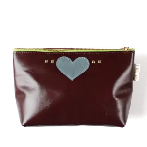 slouchy pouchie love zip: oxblood   stone blue