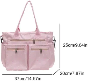Slouchy Tote Handbag for Women Large Capacity Bow Print Crossbody Bag Multi-pockets Daily Commuting Bag Chic Hobo Bag