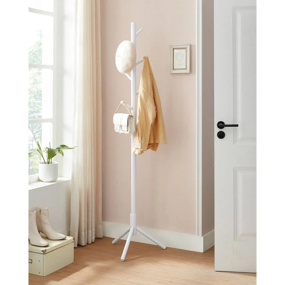 Solid Rack with Hooks Wood White Coat Secure delivery Responsive Finish Sturdy 8 in