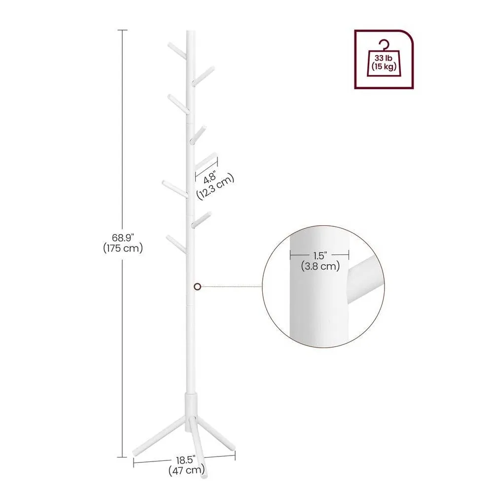Solid Rack with Hooks Wood White Coat Secure delivery Responsive Finish Sturdy 8 in
