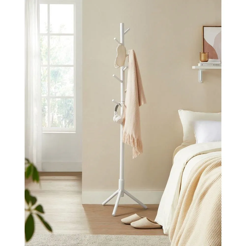 Solid Rack with Hooks Wood White Coat Secure delivery Responsive Finish Sturdy 8 in