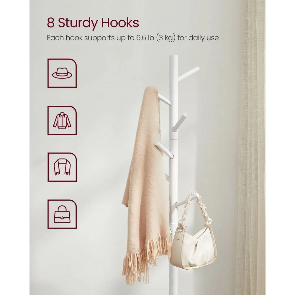 Solid Rack with Hooks Wood White Coat Secure delivery Responsive Finish Sturdy 8 in