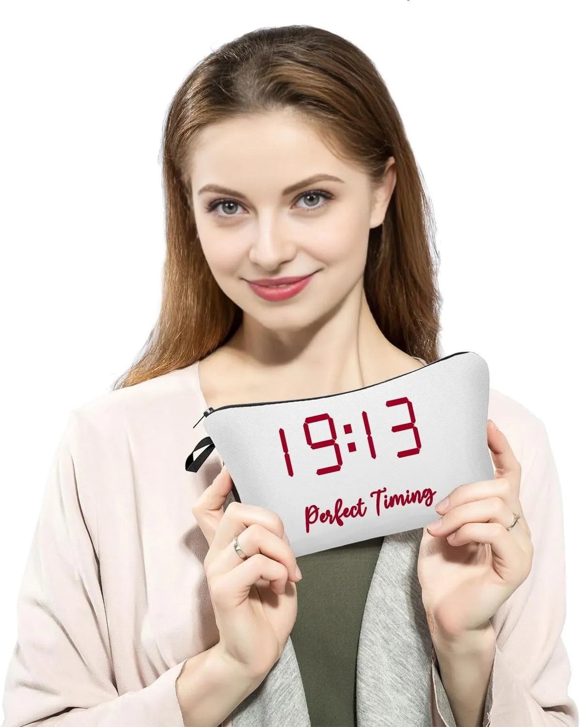 Sorority Presents Perfect Timing 1913 Delta DST Red Sorority Present Finer Women Makeup Bag Zipper Pouch for Women Sisters