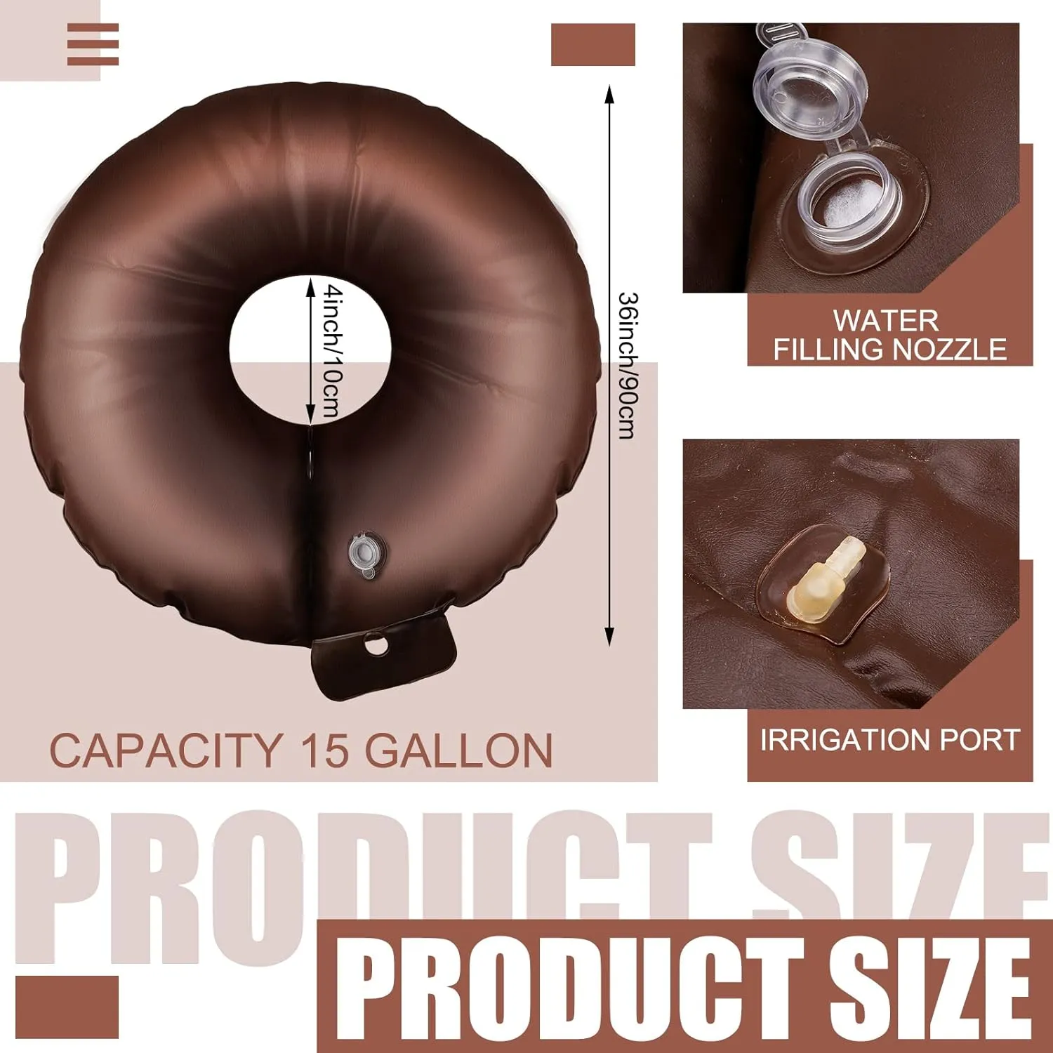 Sosation 16 Pack Tree Watering Bag Slow Release Ring Automatic Watering System for Potted Plants PVC Saving System for Planting Gardening Trees and Shrubs, Brown(15 Gallon)