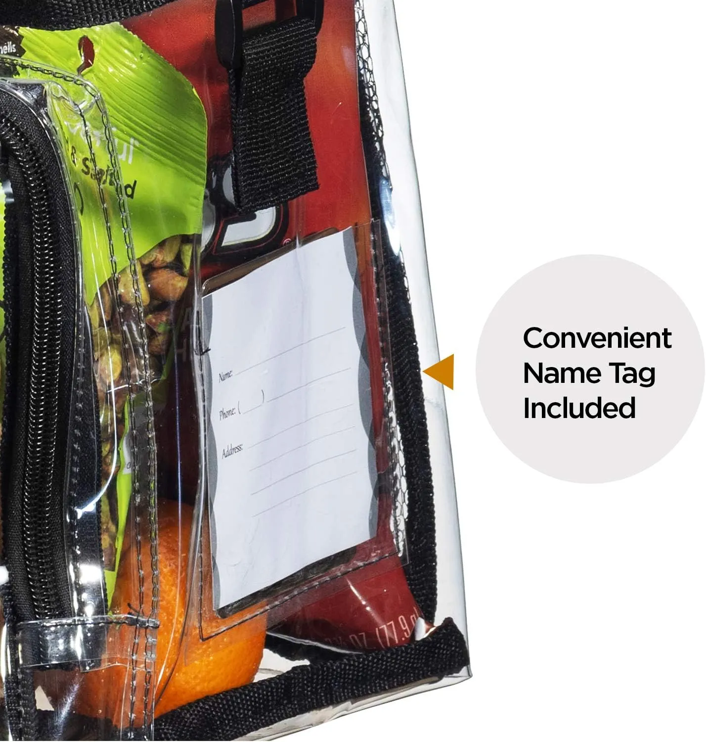 SP HOME GOODS Clear Tote Bag Stadium Approved Lunch Bag for Men and Women with Adjustable Shoulder Strap, Mesh Pockets, Zipper Closure (Black 2 Pack)
