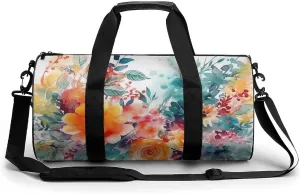 Sports Gym Bag for Women Men Travel Duffel Bag Tote Weekender Bag Intricate Flowers Carry on Overnight Bag for Travel Swimming Fitness Workout Sports Duffle Bag