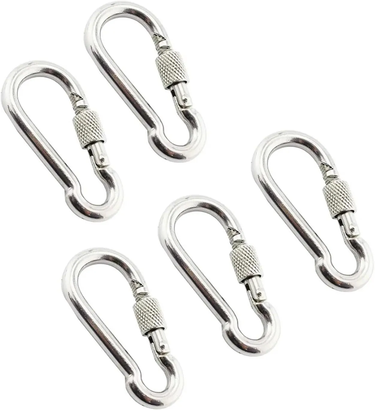 Spring Hook 5 PCS 304 Stainless Steel Spring Snap Carabiner Quick Link Lock Hook with Screw Nut for Outdoor, Home