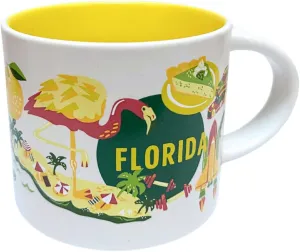 Starbucks Discovery Series Florida Ceramic Coffee Mug, 14oz, White and Yellow
