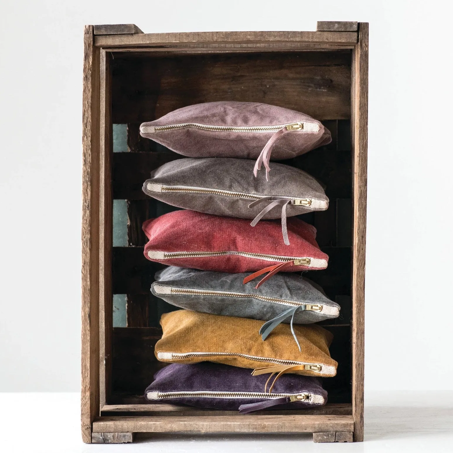 Stonewashed Leather Tasseled Zippered Pouch, Bag, Wallet, Clutch (assorted colors)