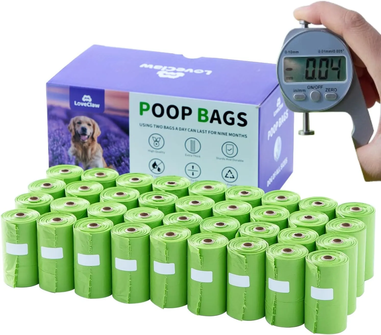 Sturdy Dog Poop Bag, Extra Thick, Extra Strong, Lavender Scented, 540 Bags for 9 Months, Dog Waste Bags
