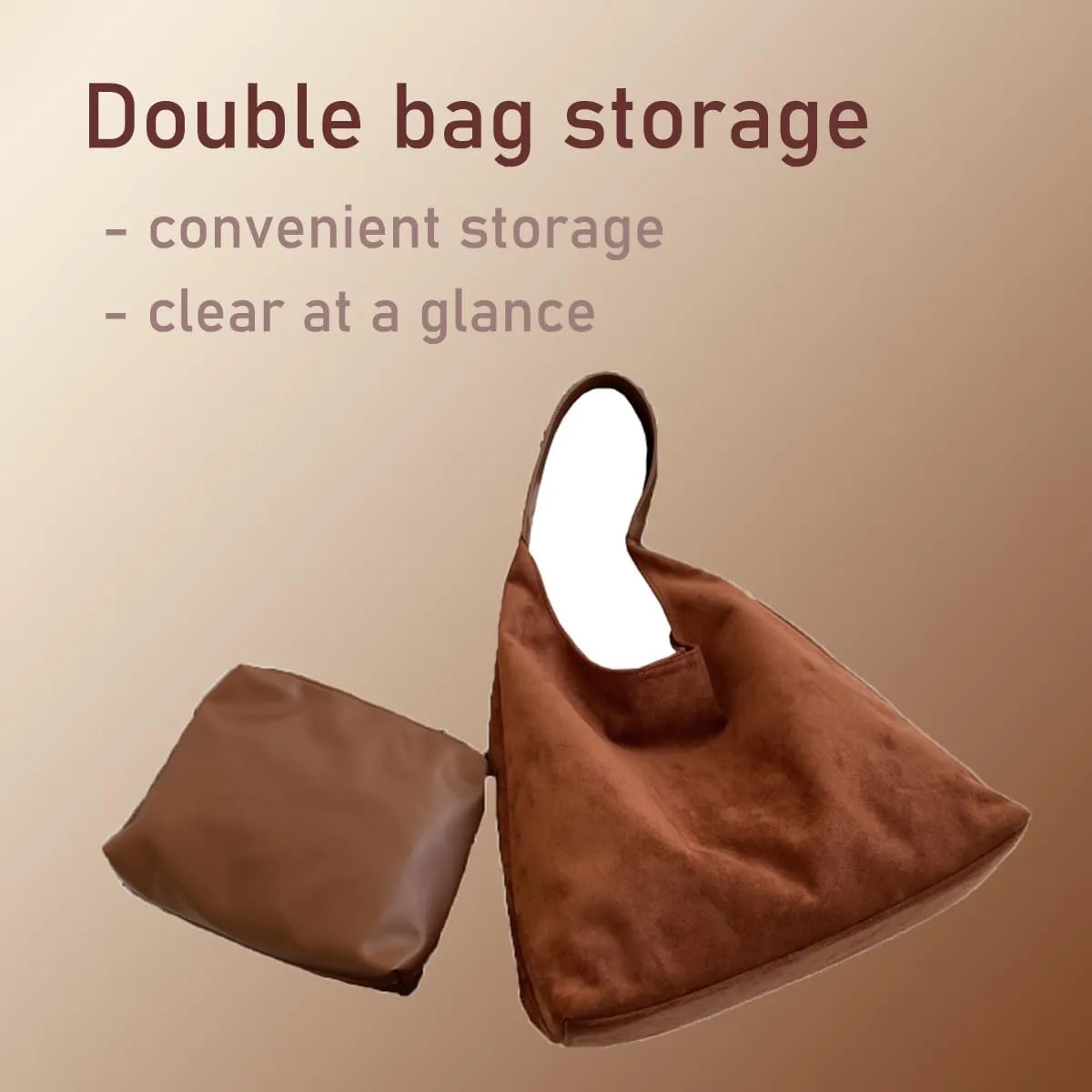 Suede Bags for Women, Suede Handbag, Suede Hobo Bag 2 Pack