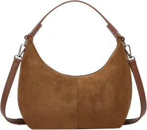 Suede Crescent Bag Women 2025 Retro Suede Slouchy Bag Fall Work Handbag Shoulder Bag Slouchy Tote Underarm Purse