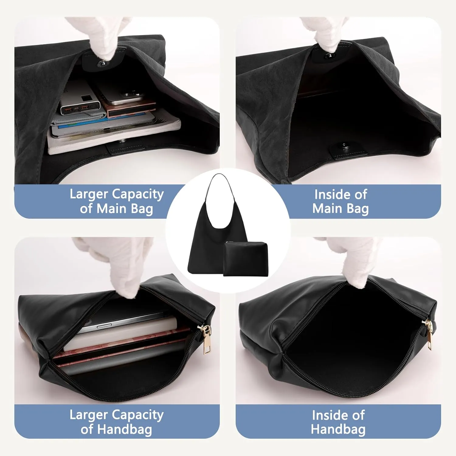 Suede Hobo Bags for Women Large Tote Bags Work Casual Shoulder Handbags Purses