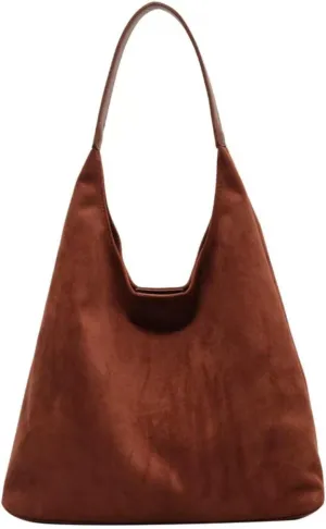 Suede Hobo Bags for Women - Retro Slouchy Office Shoulder Top-handle Tote Handbags