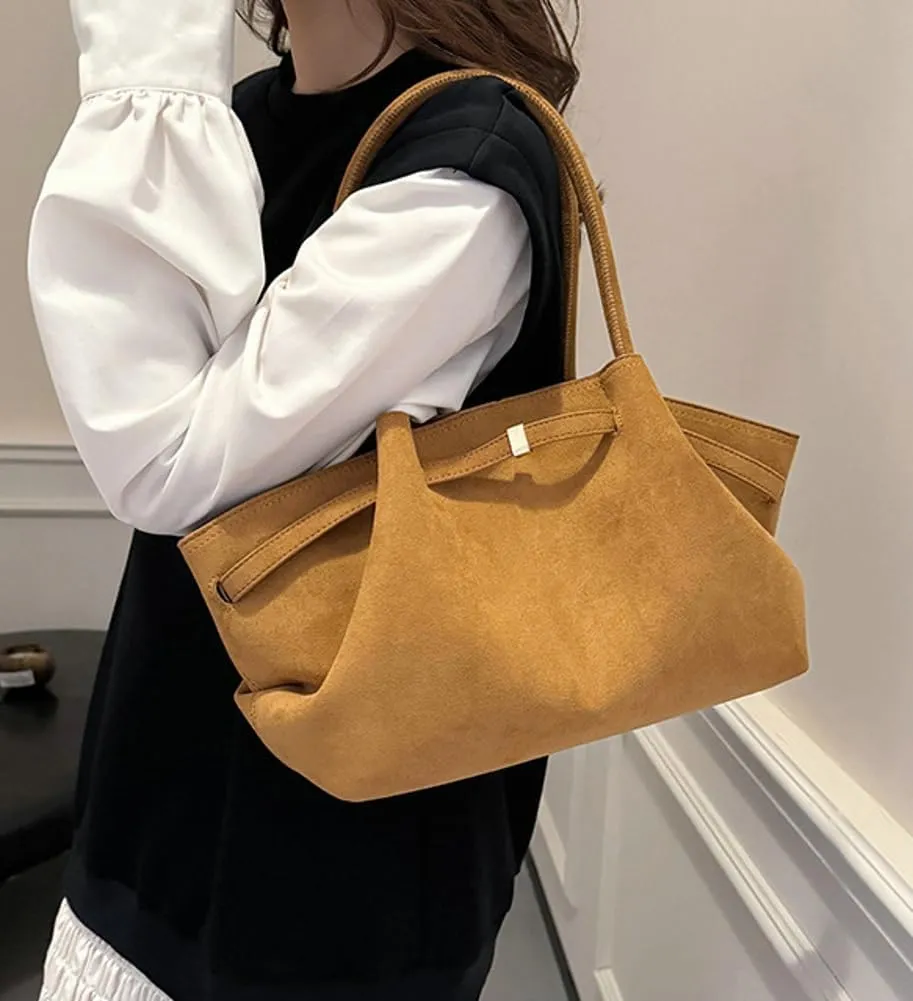 Suede Hobo Bags for Women Slouchy Suede Tote Top-handle Bag Vintage College Bag Satchels Fall Winter 2024